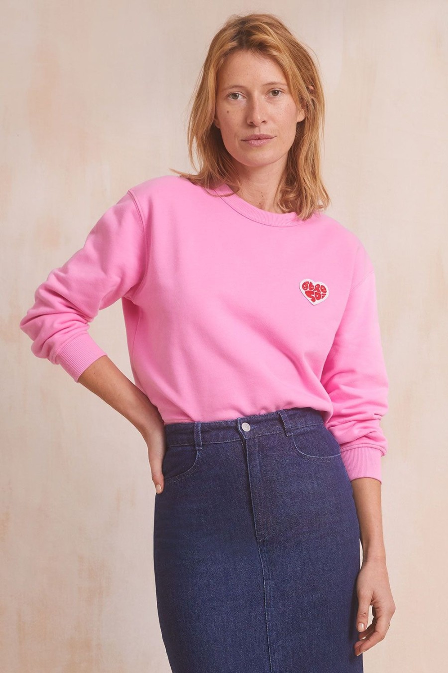 Vetements Soi Paris | Sweat En Coton Etre Soi Rose Blush