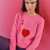 Vetements Soi Paris | Pull Dame De Coeur Rose En Laine