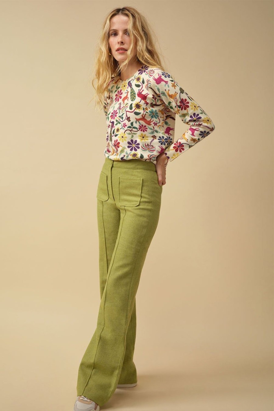 Vetements Soi Paris | Pantalon Enchanteur En Laine Vert Pistache