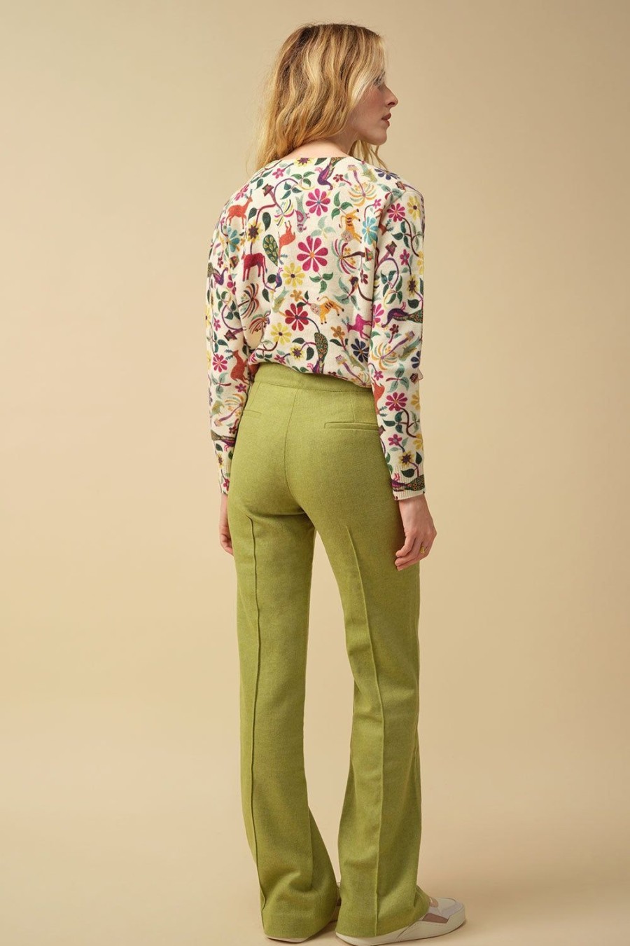 Vetements Soi Paris | Pantalon Enchanteur En Laine Vert Pistache