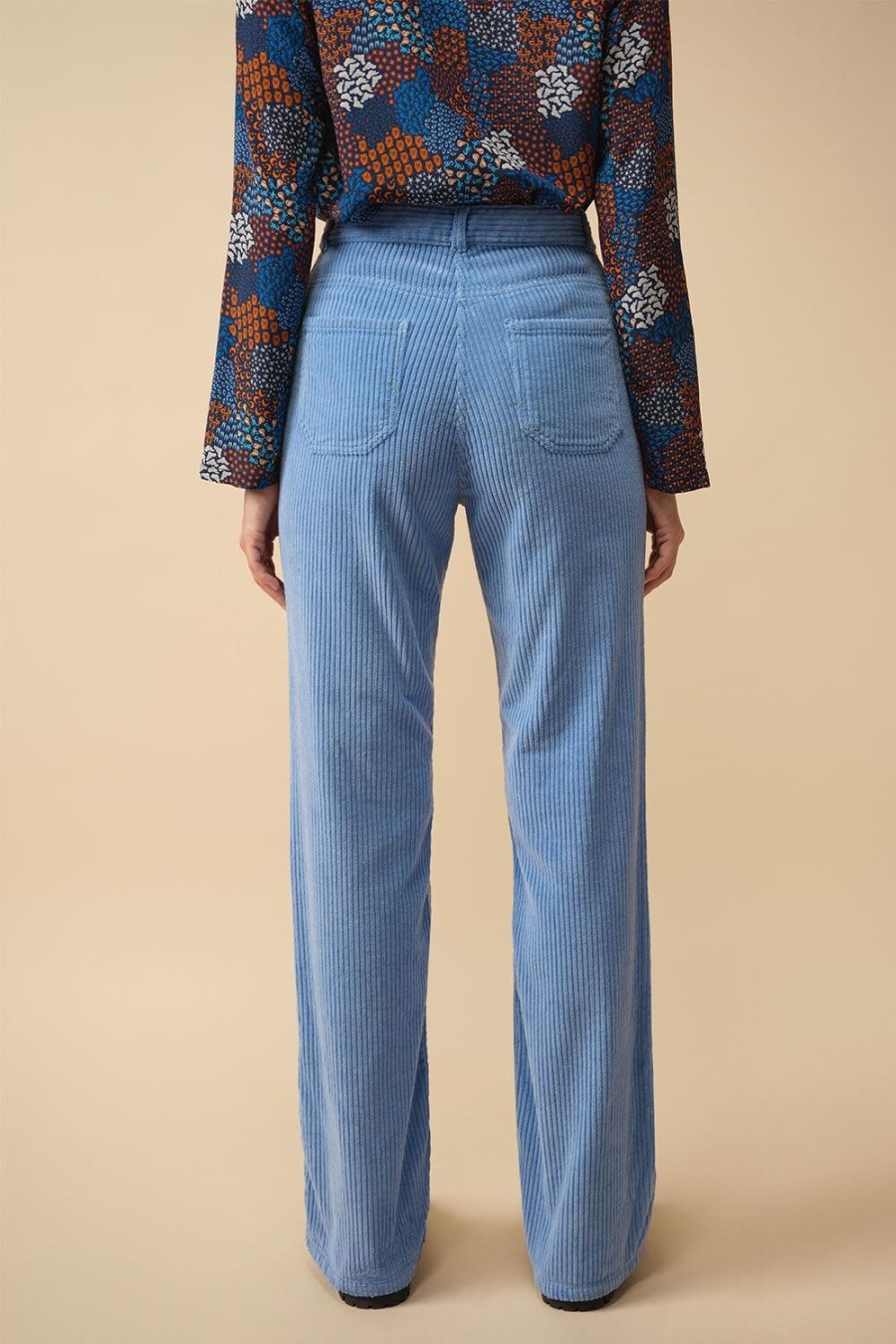 Vetements Soi Paris | Pantalon Idealiste En Velours Bleu Croisiere